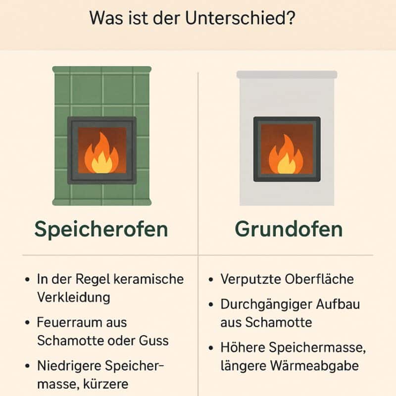 Speicherofen vs. Grundofen - Übersicht