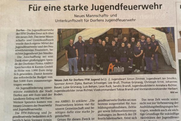 Ein neues Zelt für die Jugendfeuerwehr Dorfen