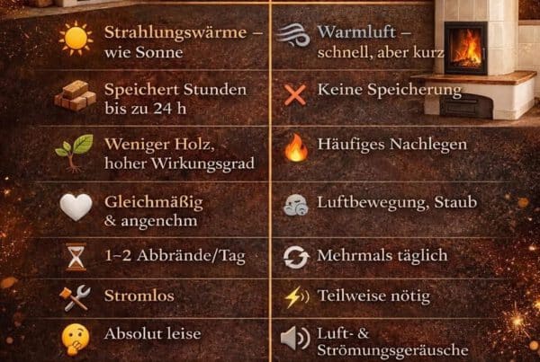 Vergleichstabelle Grundofen, Warmluftofen